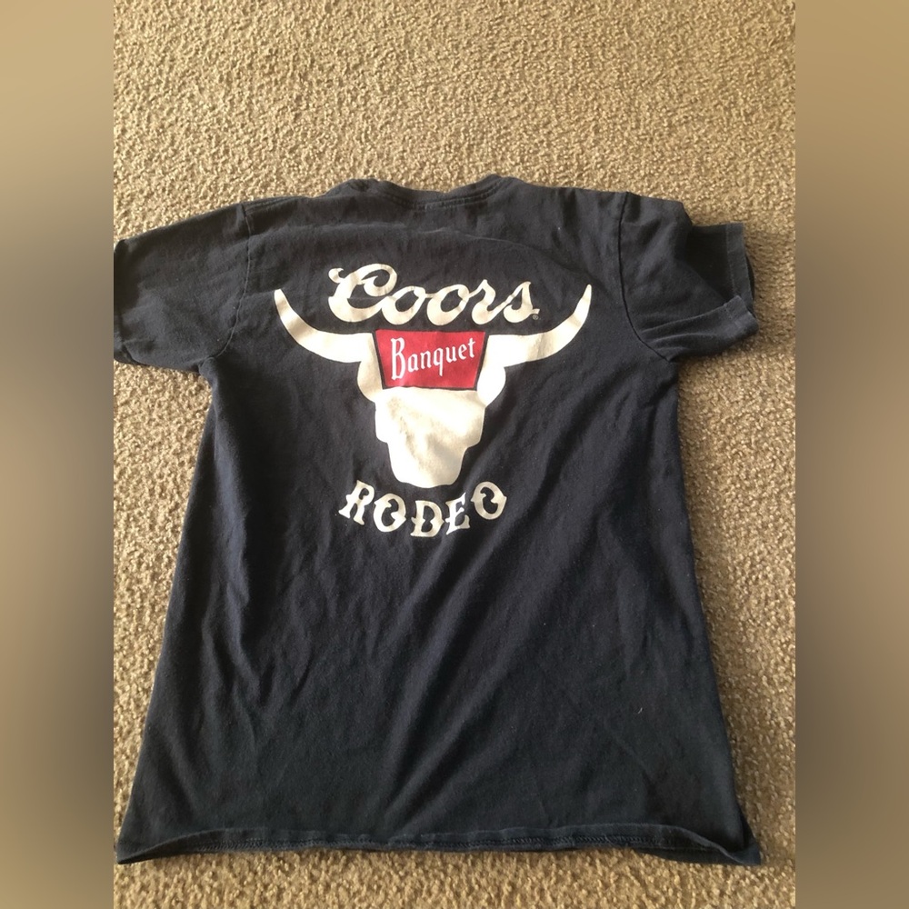 Coors Banquet Shirt Sz Small Black Rodeo Bull Graphic Western Beer Bar Alcohol